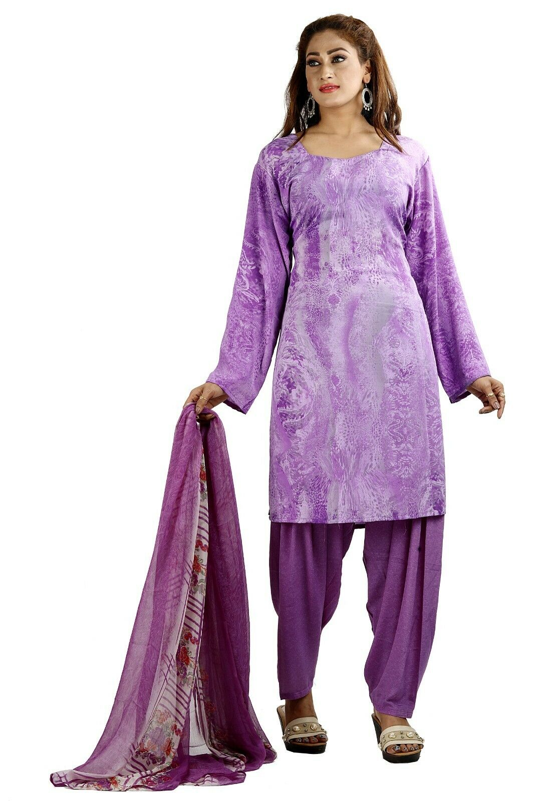 Purple Printed Designer Pakistani Traditional Dress Salwar kameez chest size 44