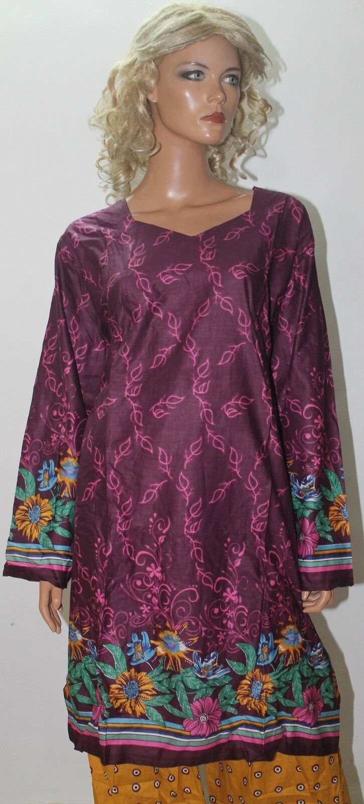 Purple Yellow Cotton Designer Wear By Manha Patel Dress chest size 52