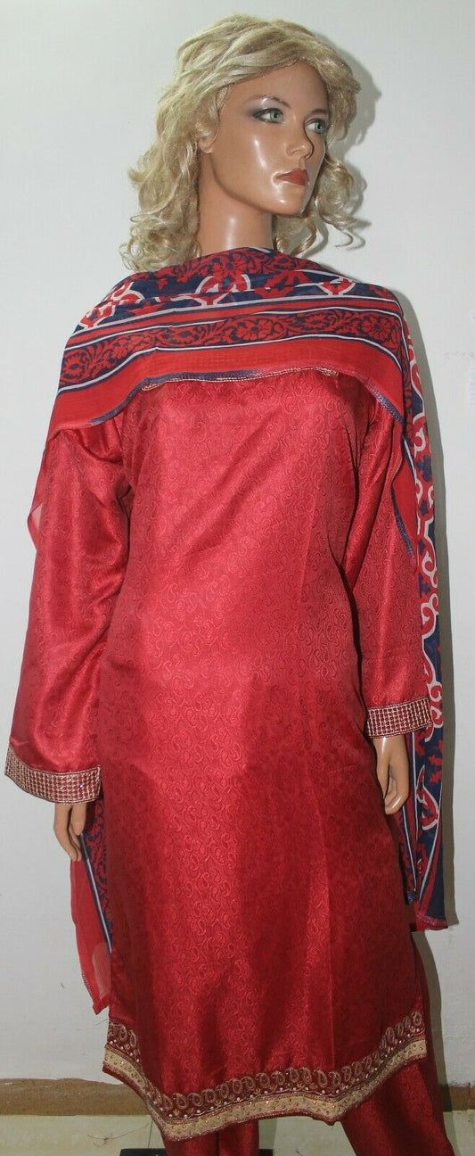 Burgundy Designer Ready Wear Salwar Kameez  chest 44 Full sleeves Fast ship New