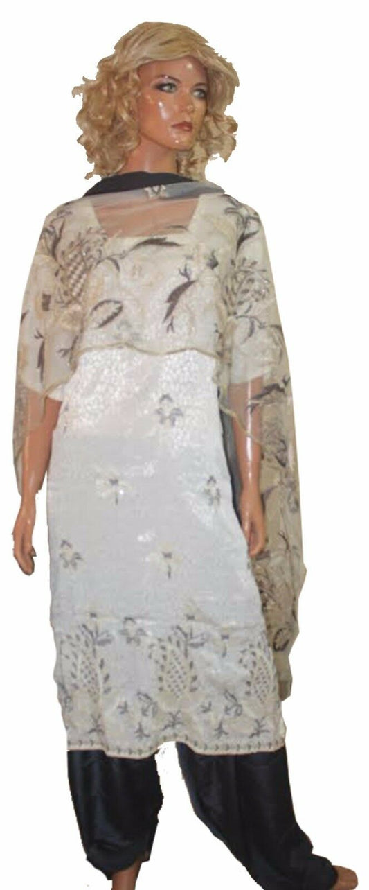 White Grey Designer  Salwar Kameez  Dupatta Chest Plus size 52  New arrivals