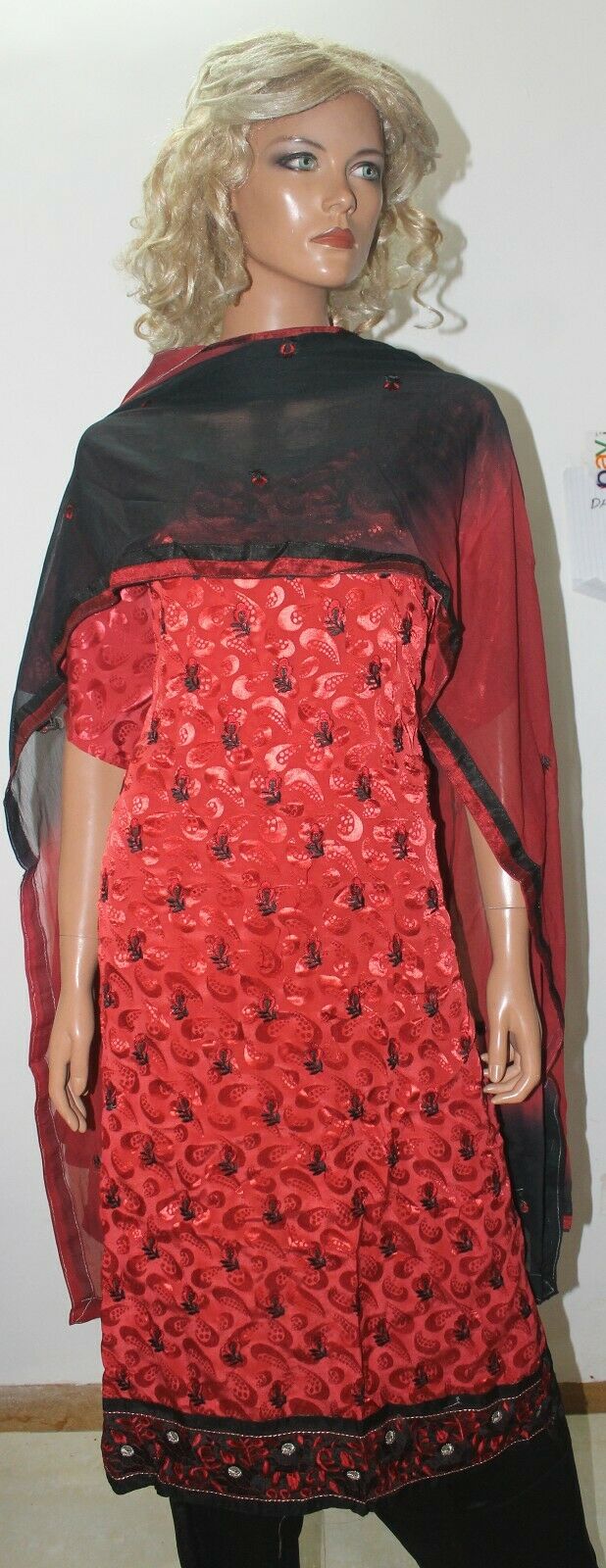 Red  Embroidered Suit Designer Soft  Crepe  Salwar kameez  Plus size 56