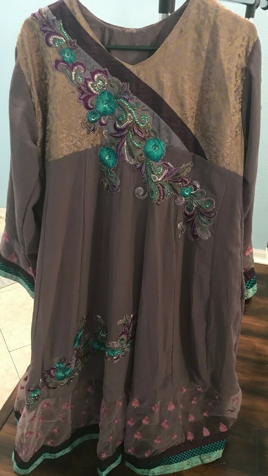 Purple  Designer Anarkali Chest size 48 New  Salwar kameez Dress Toe Length