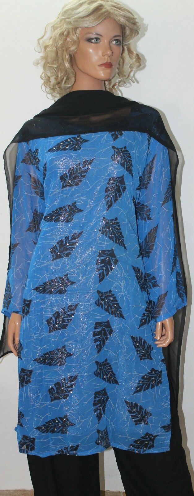 Blue Chiffon Designer Wear By Manha Patel Dress chest size 46