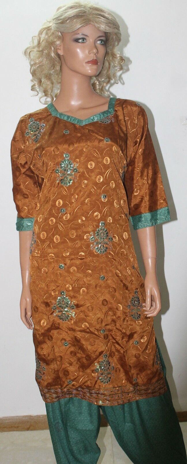 Brown  Green Designer Wear By Manha Patel Dress chest size 44