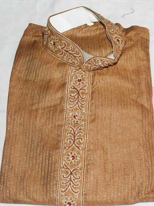 Brown  Designer  Boys Kurta salwar kameez sherwani 2 pc Free shawl  Age ,14