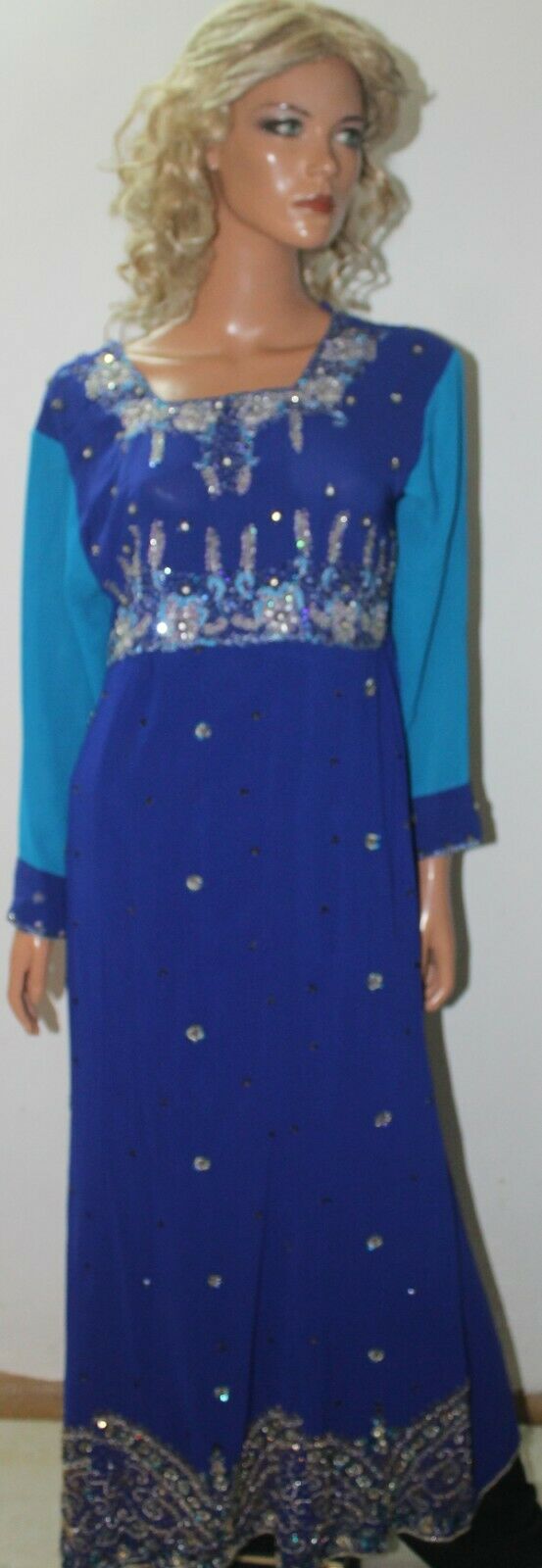 Blue Kurta  Ready to Wear Long Gown Anarkali chest 38  Fast ship New Two Piece