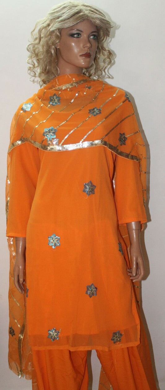 Orange chiffon  Designer Wear By Manha Patel Dress chest size 44