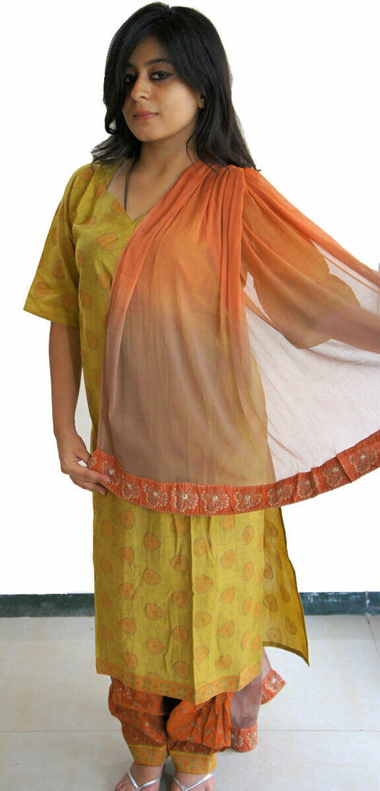 Olive Green Cotton Summer  Collections  Salwar kameez Chest Size 46
