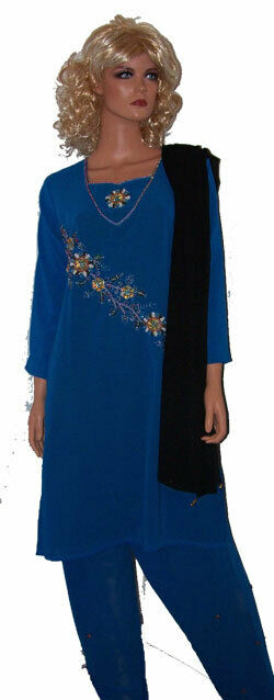 Blue salwar kameez Chest 38 small  fast ship in 3 day ready to wear stitched