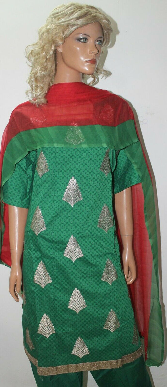 Green Cotton  Short sleeves  ladies Salwar kameez dress Plus size 52