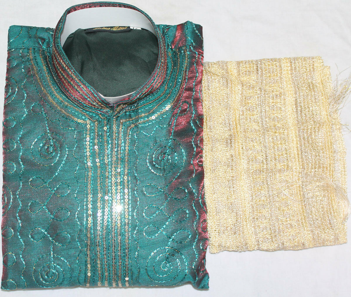 Green  Silk Boys Kurta salwar kameez sherwani 2 pc  Free shawl all sizes