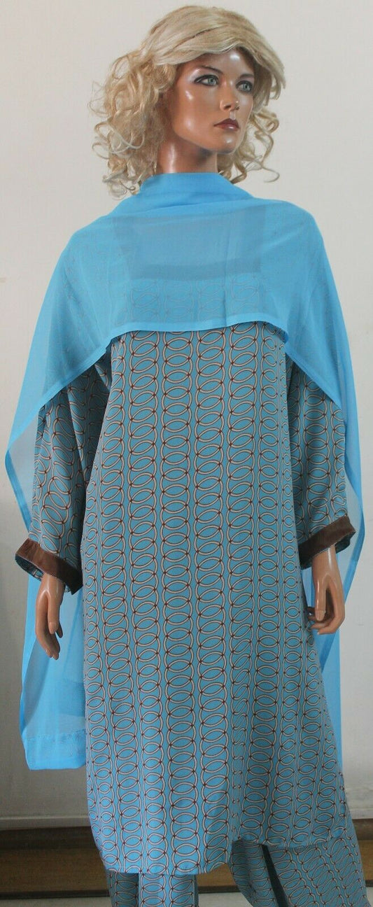 Blue  Women Favorite Dress Luxuriously Soft Crepe Salwar kameez Plus Sizes 56