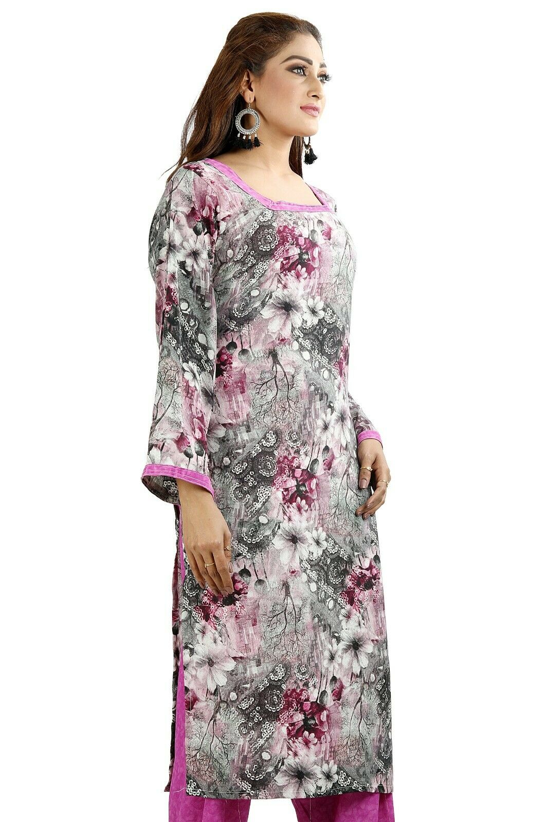 Pink  Printed Designer Pakistani Traditional Dress Salwar kameez chest size 40