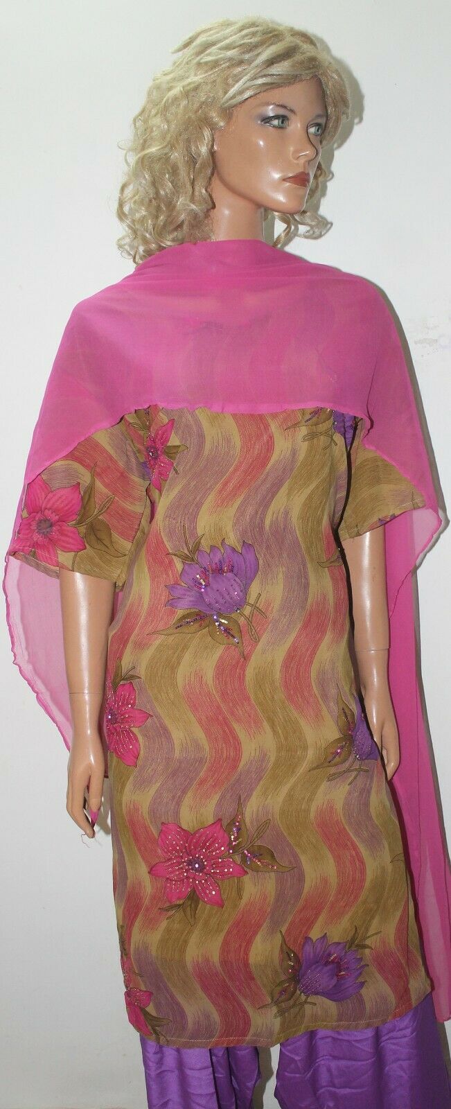 Purple Crepe  Stitched Bollywood wedding  Designer salwar kameez Plus sz 52