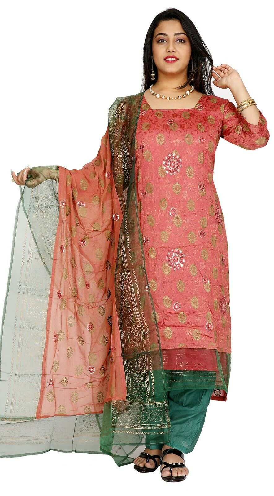 Burn Orange  Wedding Party Wear Designer Salwar Kameez chest Plus Size 50