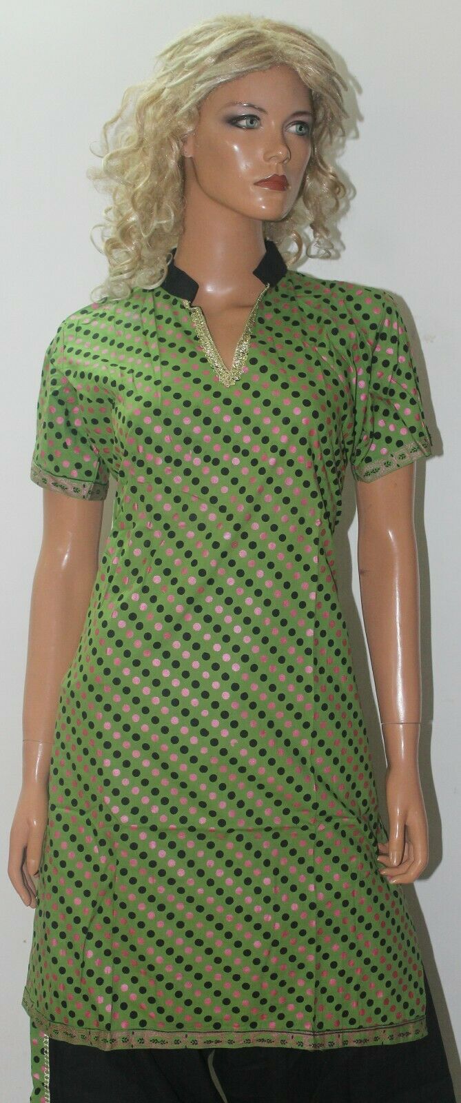 Green Polka Dot New Cotton Summer  Collections  Salwar kameez Chest Size 44