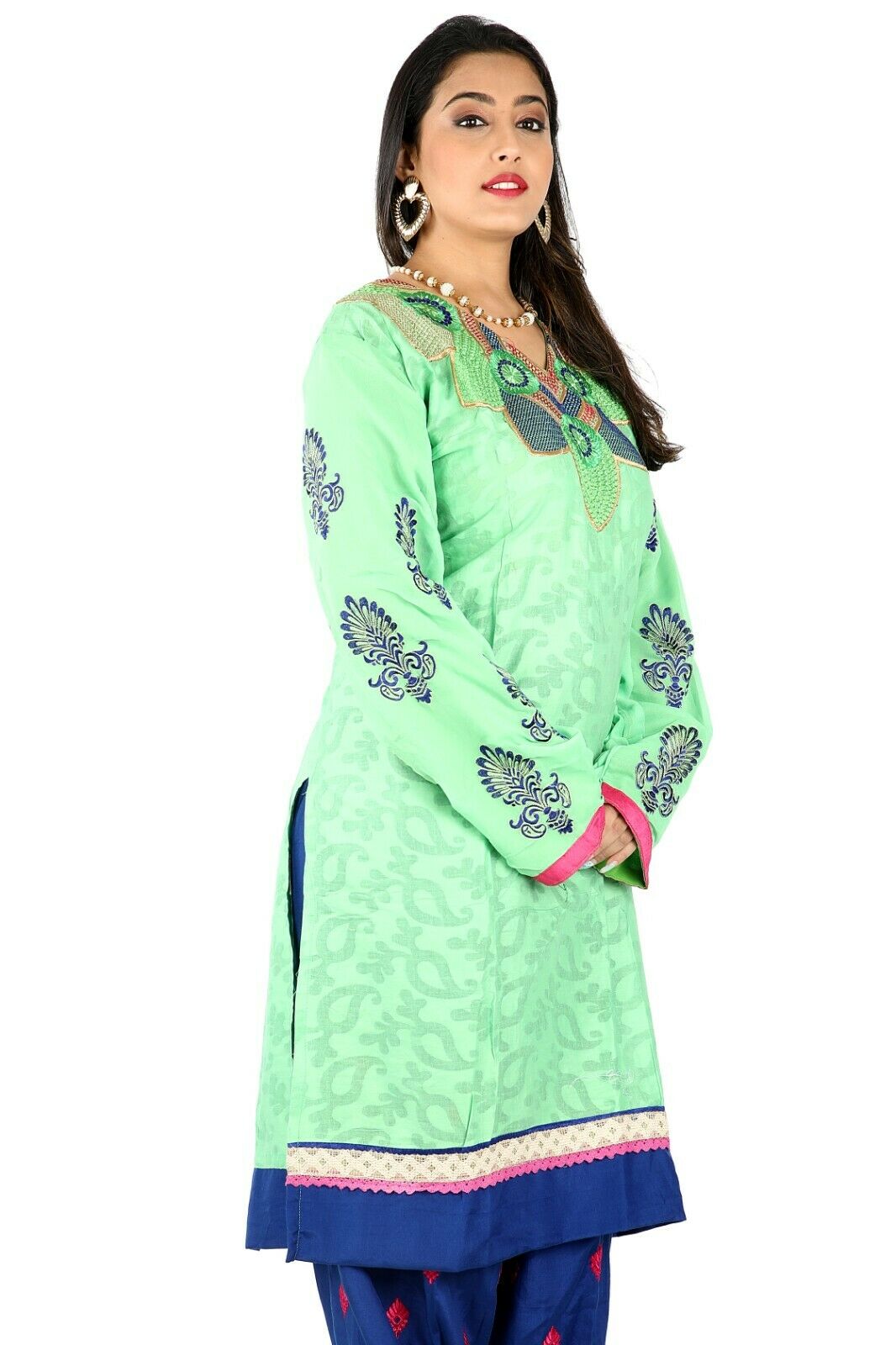 Green Cotton Pakistani Catlog Embroidered Dress Suit Salwar kameez  Plus size 52