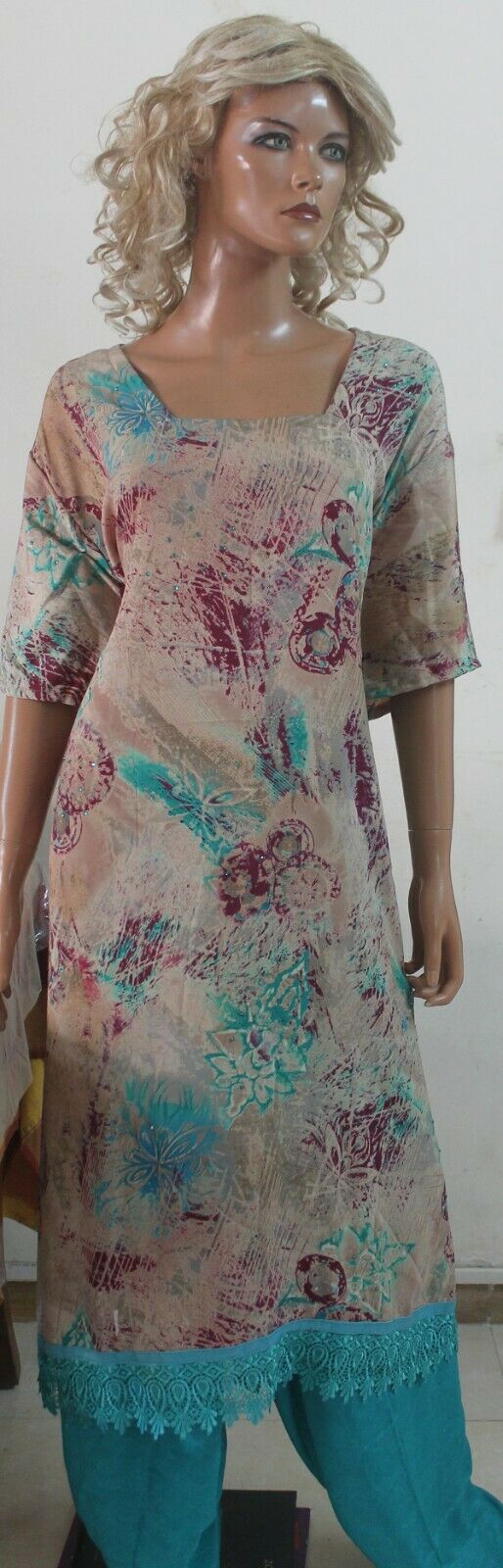 Blue Women favorite Comfortable  Soft  Crepe  Salwar kameez Plus size 56 &60