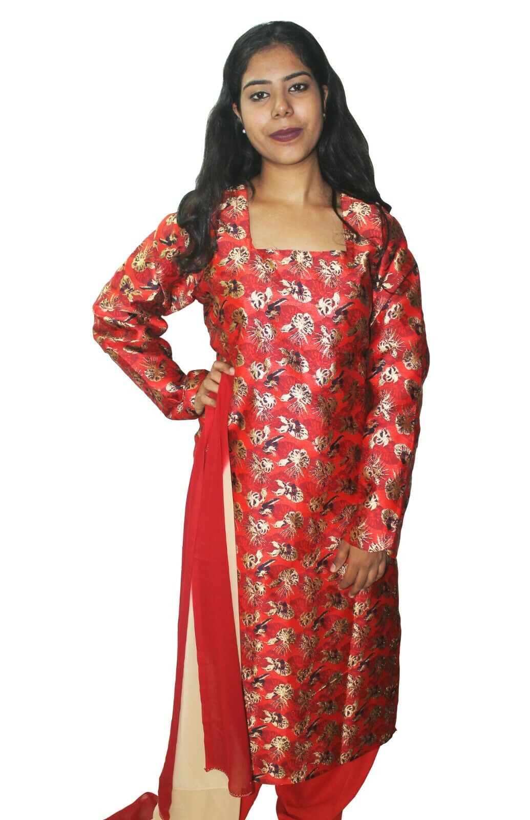 Red  Designer Salwar kameez Kurta Dupatta pakistani Chest  Size 42