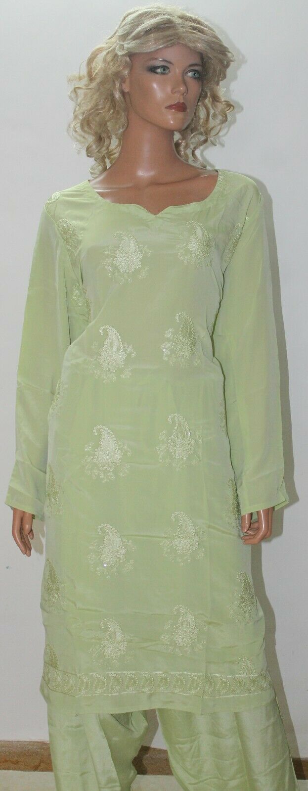 Green Embroidered crepe  Ready to wear Stitched  Salwar kameez  Plus size 50
