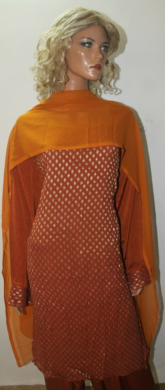 Rust Printed Crepe  Collections  Salwar kameez Chest Plus Size 56