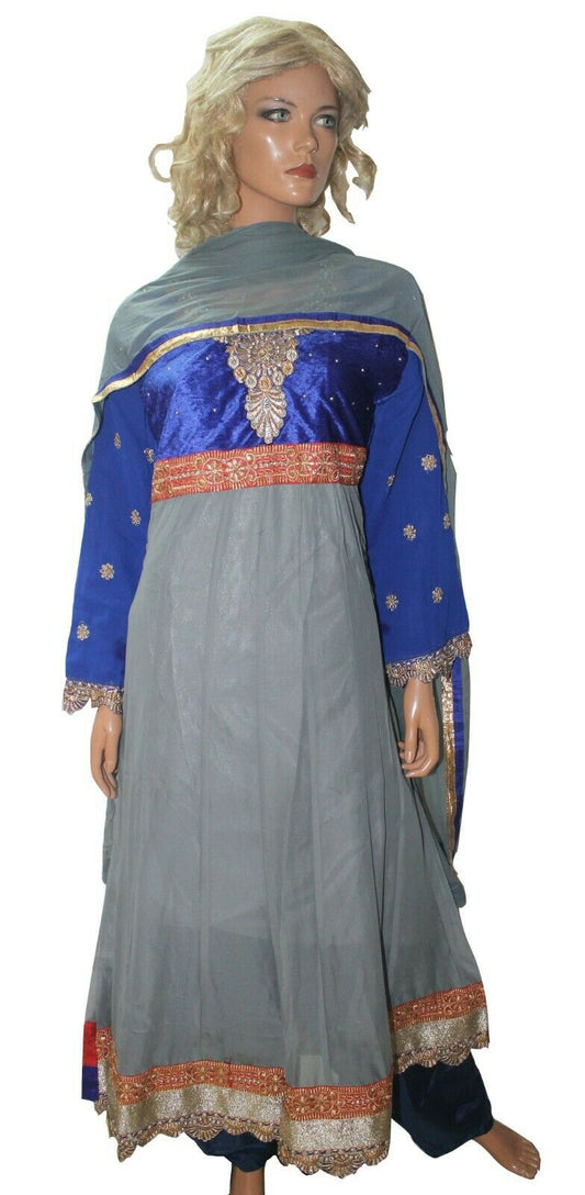 Grey  Boutique  Chiffon Ready Made Anarkali chest 44 Stitched  Fast ship New
