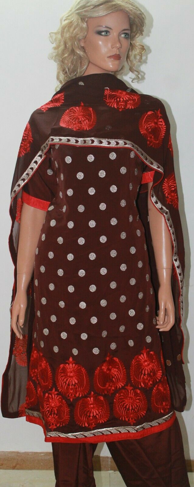 Brown  Ready Wear salwar suit Dress Designer Abaya Islamic Clothing Chest 52