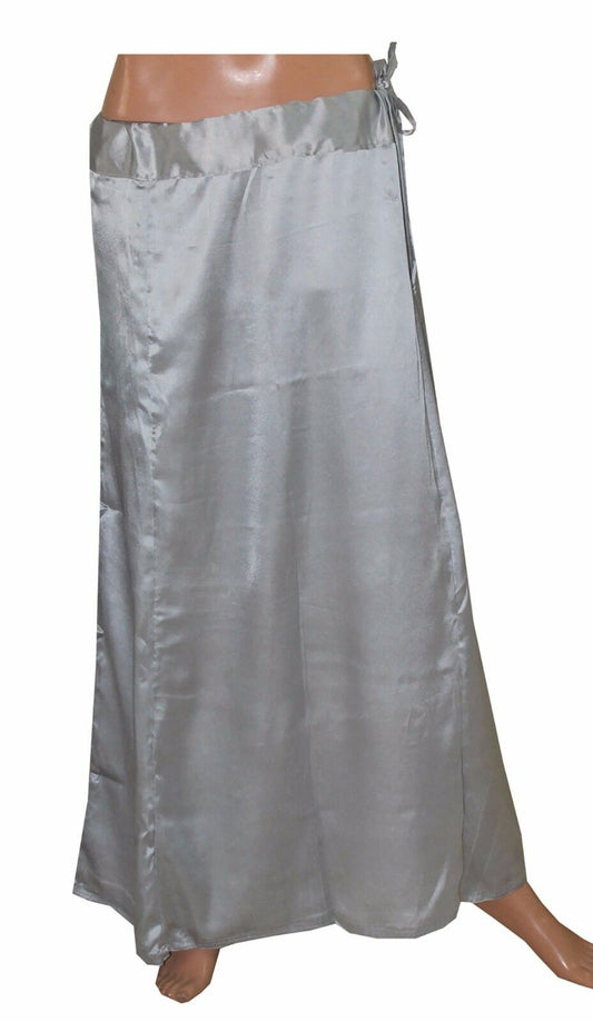 Silver  Satin Indian sari Petticoat Underskirt belly dancing  slip New Arrivals