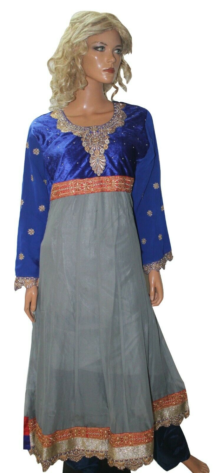 Grey  Boutique  Chiffon Ready Made Anarkali chest 44 Stitched  Fast ship New
