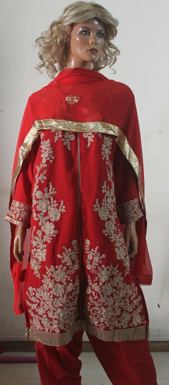 Thread  Embroidered Red Hot Collections Wedding  Salwar kameez Chest Size 50