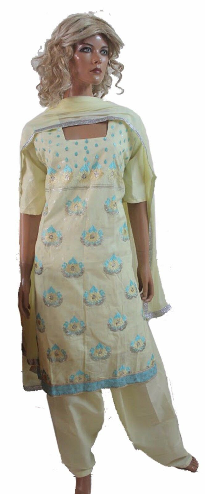 Yellow Cotton  Designer  Salwar Kameez  Dupatta Chest Plus size 50 New arrivals