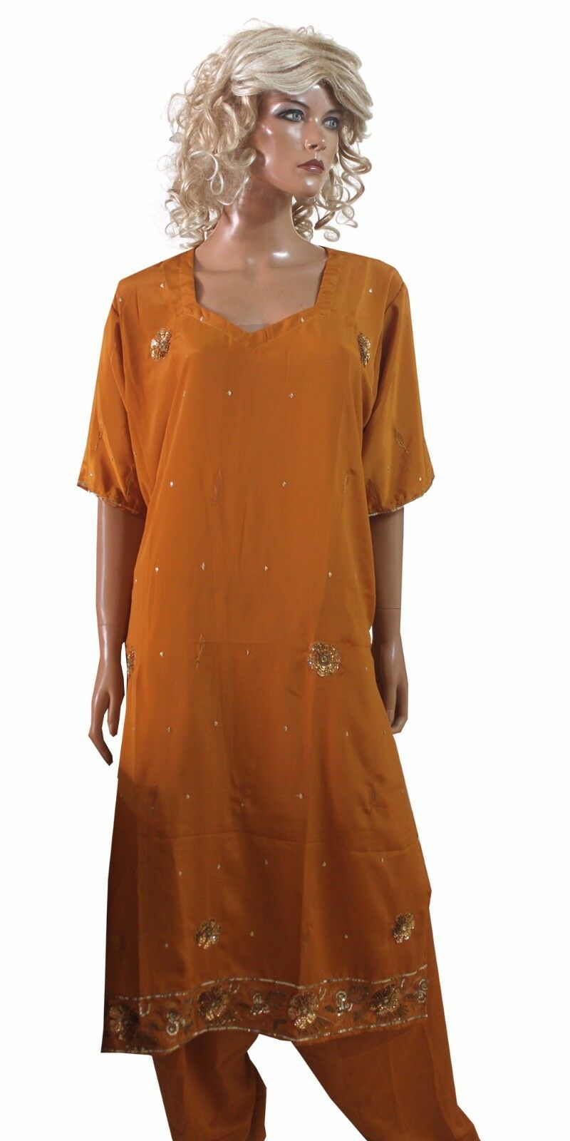 Brown  Designer Crepe Exclusive  Salwar kameez Plus Size 52  Ap49