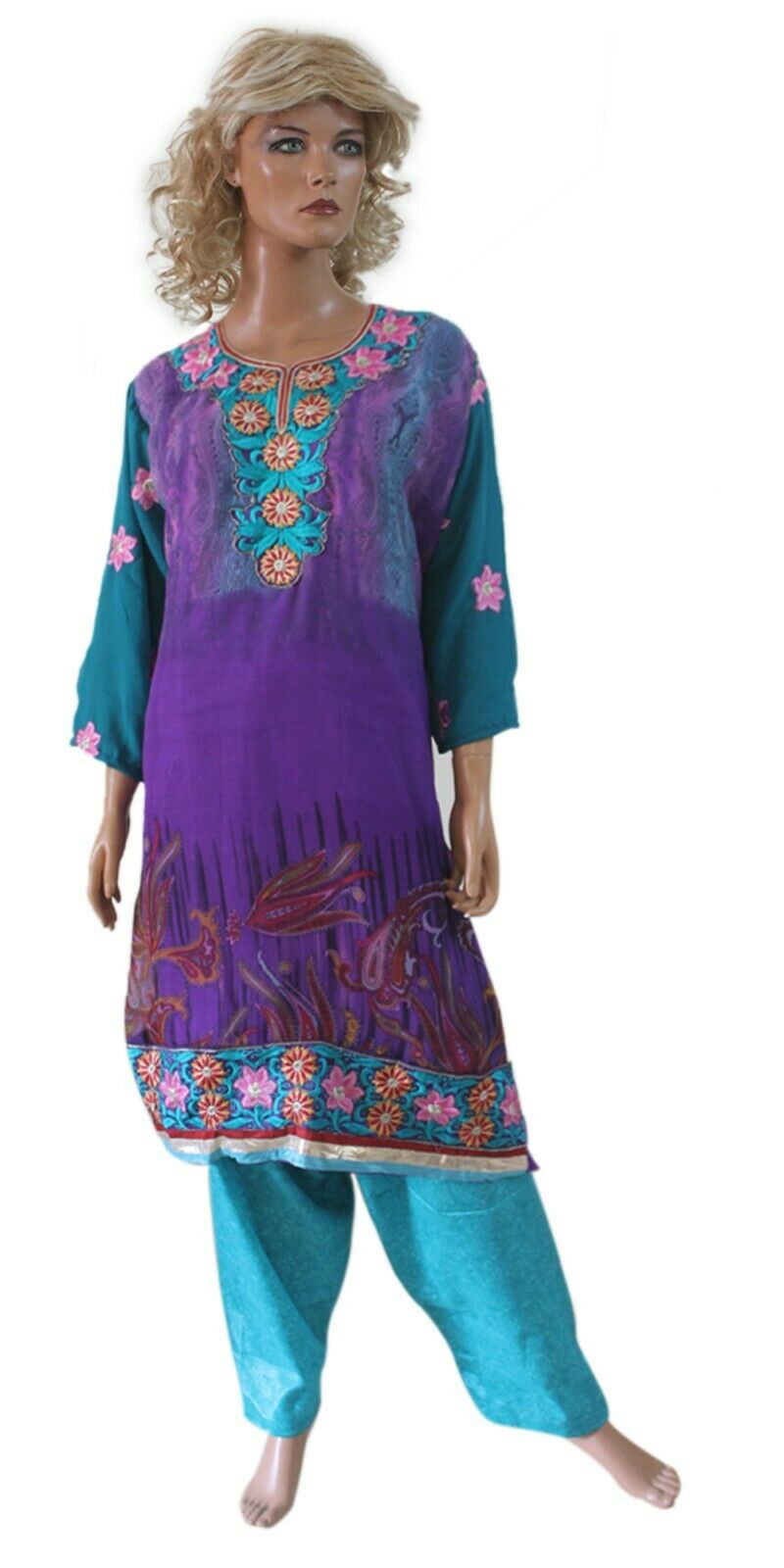 Purple  Embroidered Suit Designer Soft  Chiffon  Salwar kameez  Plus size 56