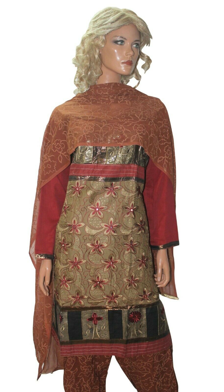 Brown   Ready  Wear Salwar Kameez  chest Size 42 Full sleeves