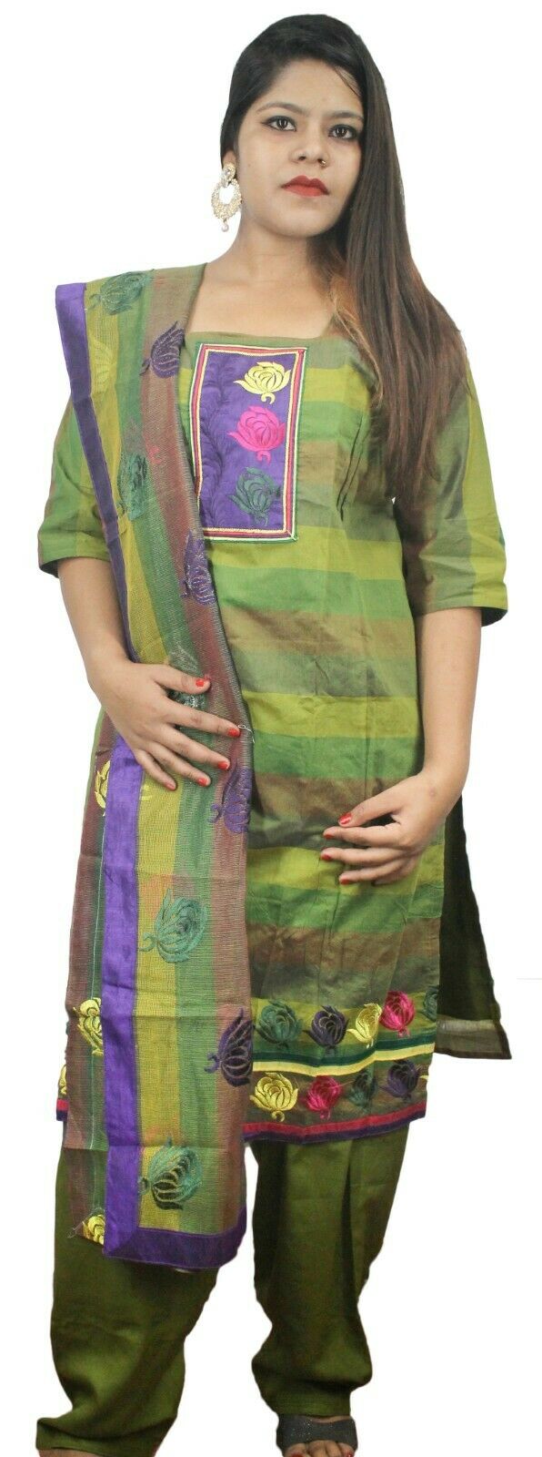 Green  Designer Salwar kameez Kurta Dupatta  Short Sleeves Chest  Plus size  50