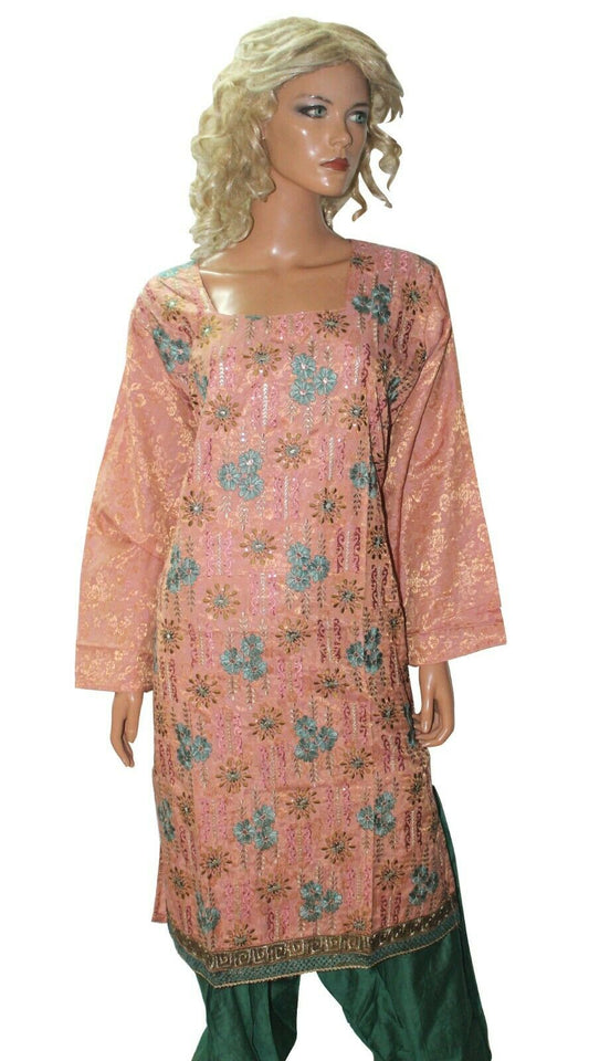 Peach Green  Ready To  Wear Salwar Kameez  chest Plus  Size 50 Full sleeves