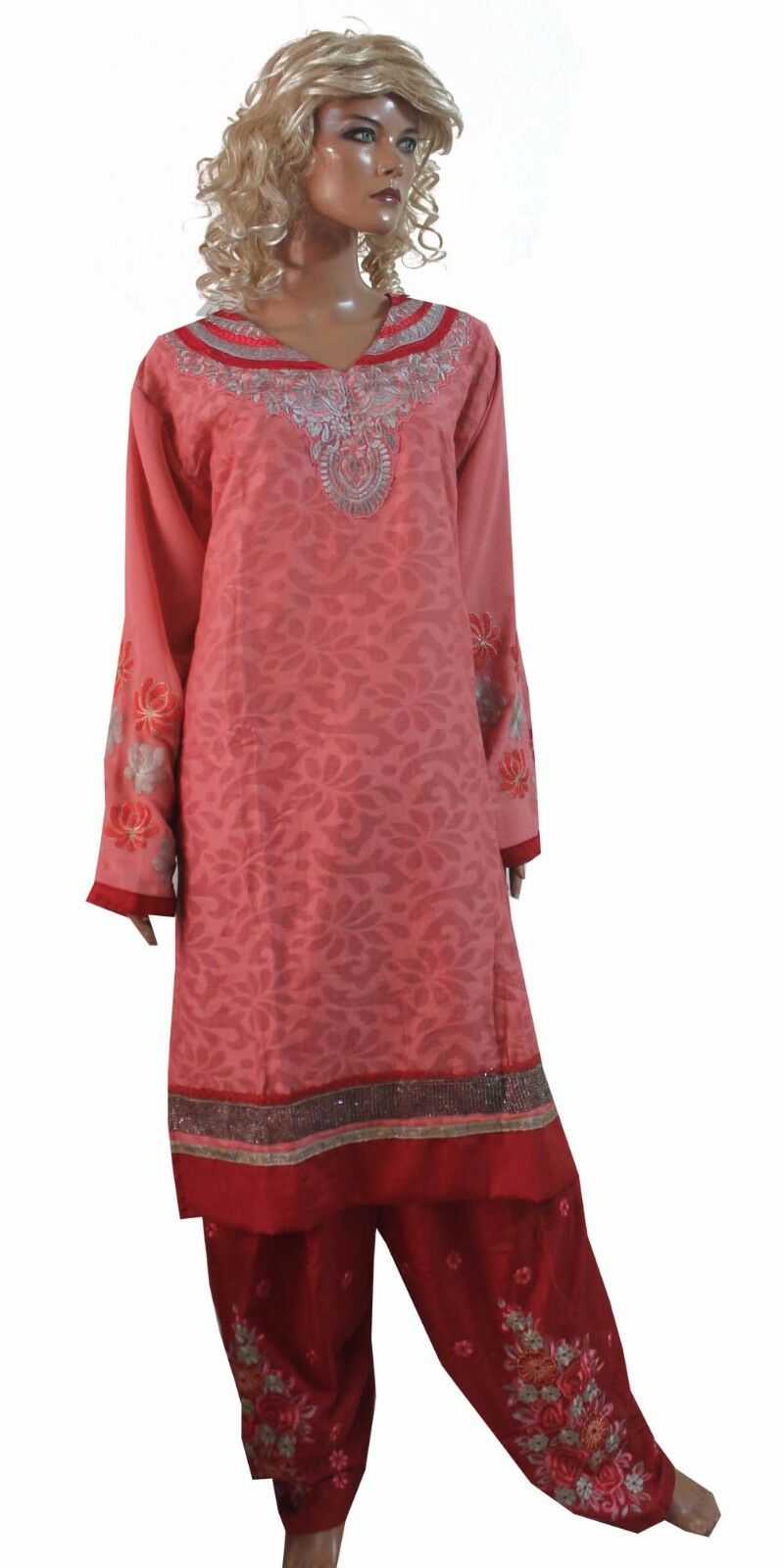 Melon Red Cotton  Salwar Kameez Plus size 52  New arrivals