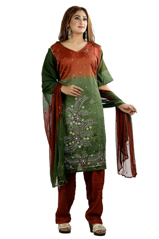 Green Crepe Hand Beads Designer salwar kameez Plus size 56 New arrivals