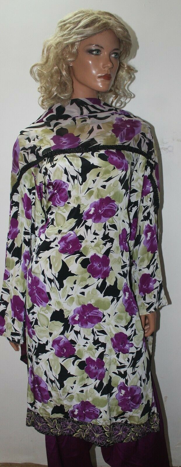 Purple  Long  sleeves  ladies Salwar kameez dress Plus Chest  size 50
