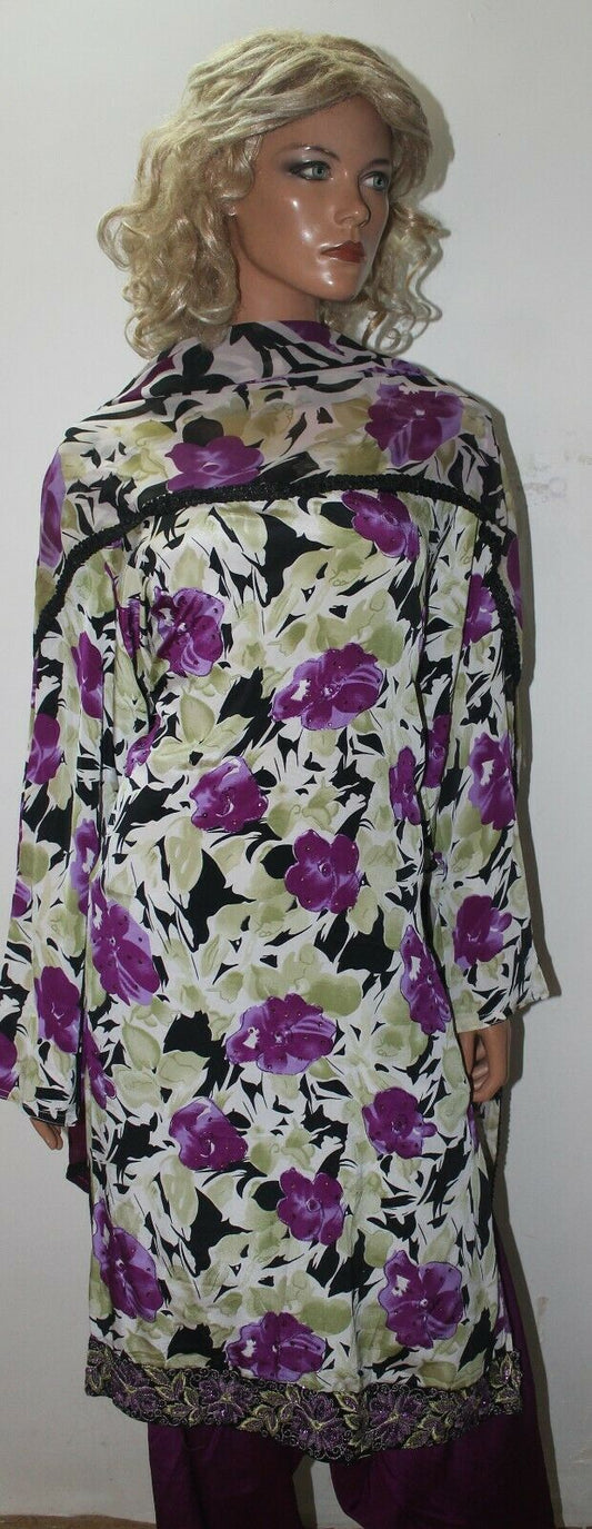 Purple  Long  sleeves  ladies Salwar kameez dress Plus Chest  size 50