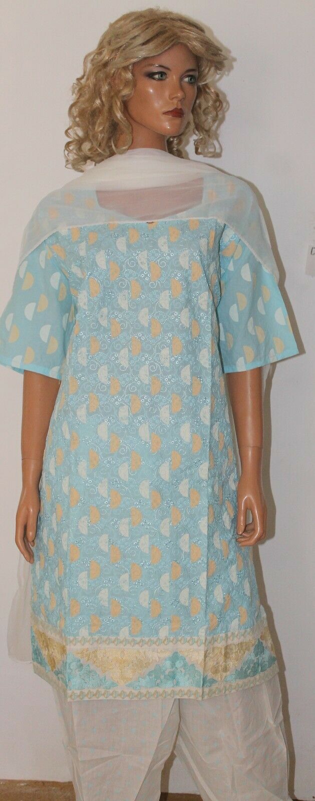 Blue  Embroidered Design Cotton Summer  Salwar kameez Stitched Plus size 52