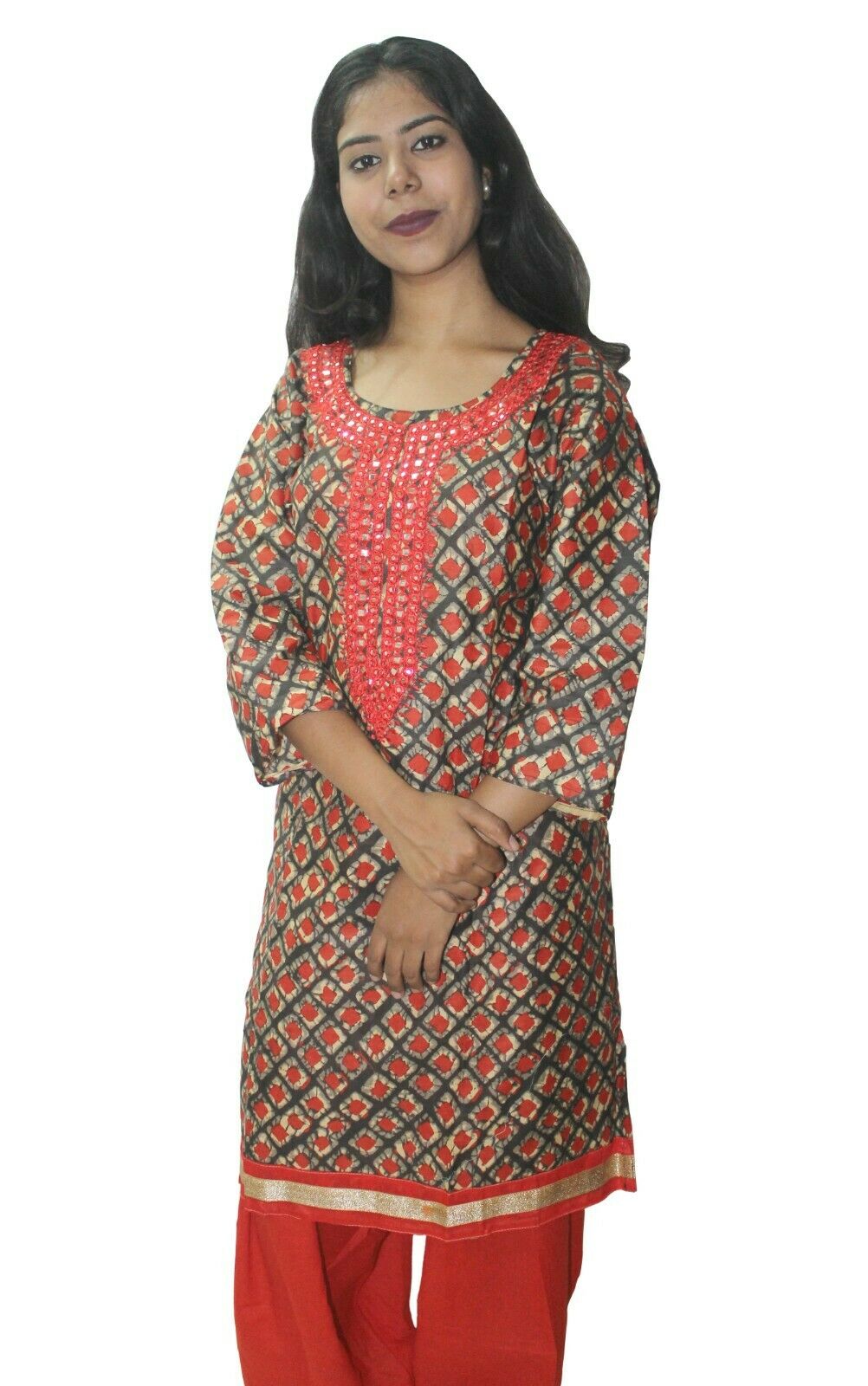 Red  Designer Salwar kameez Kurta Dupatta pakistani Plus Size 48