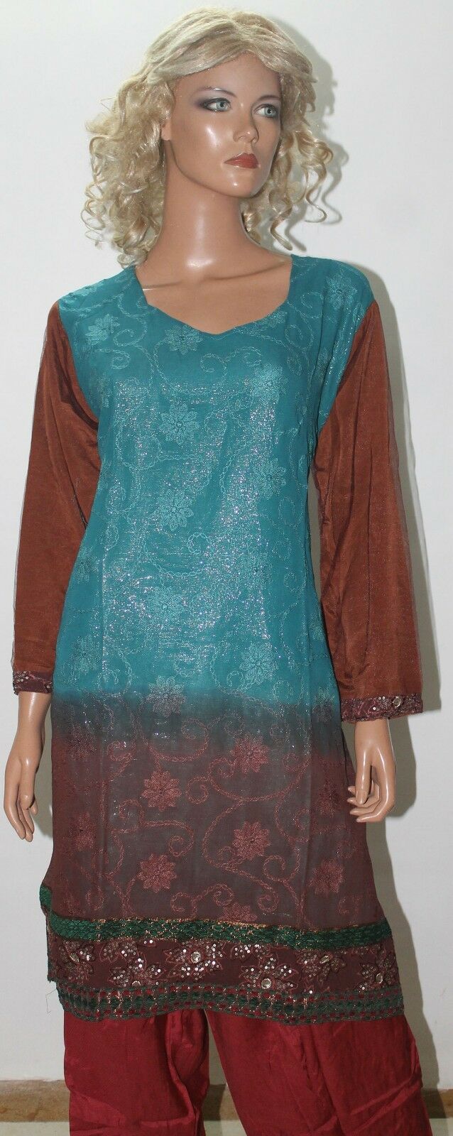 Turquoise Blue Red Designer Wear By Manha Patel Dress chest size 46