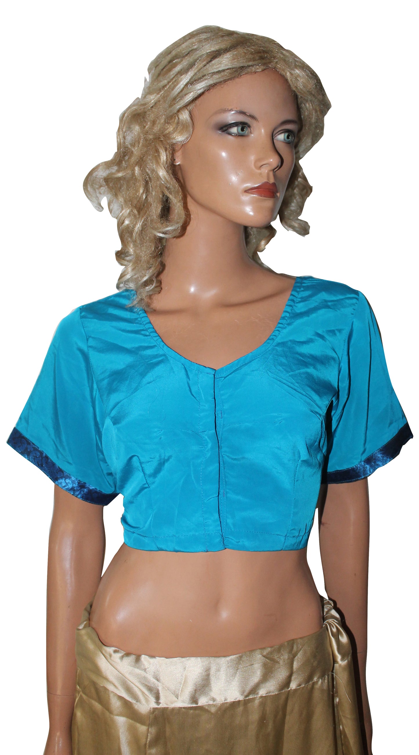 Blue Sari Choli Blouse Crop Top Chest Size 44