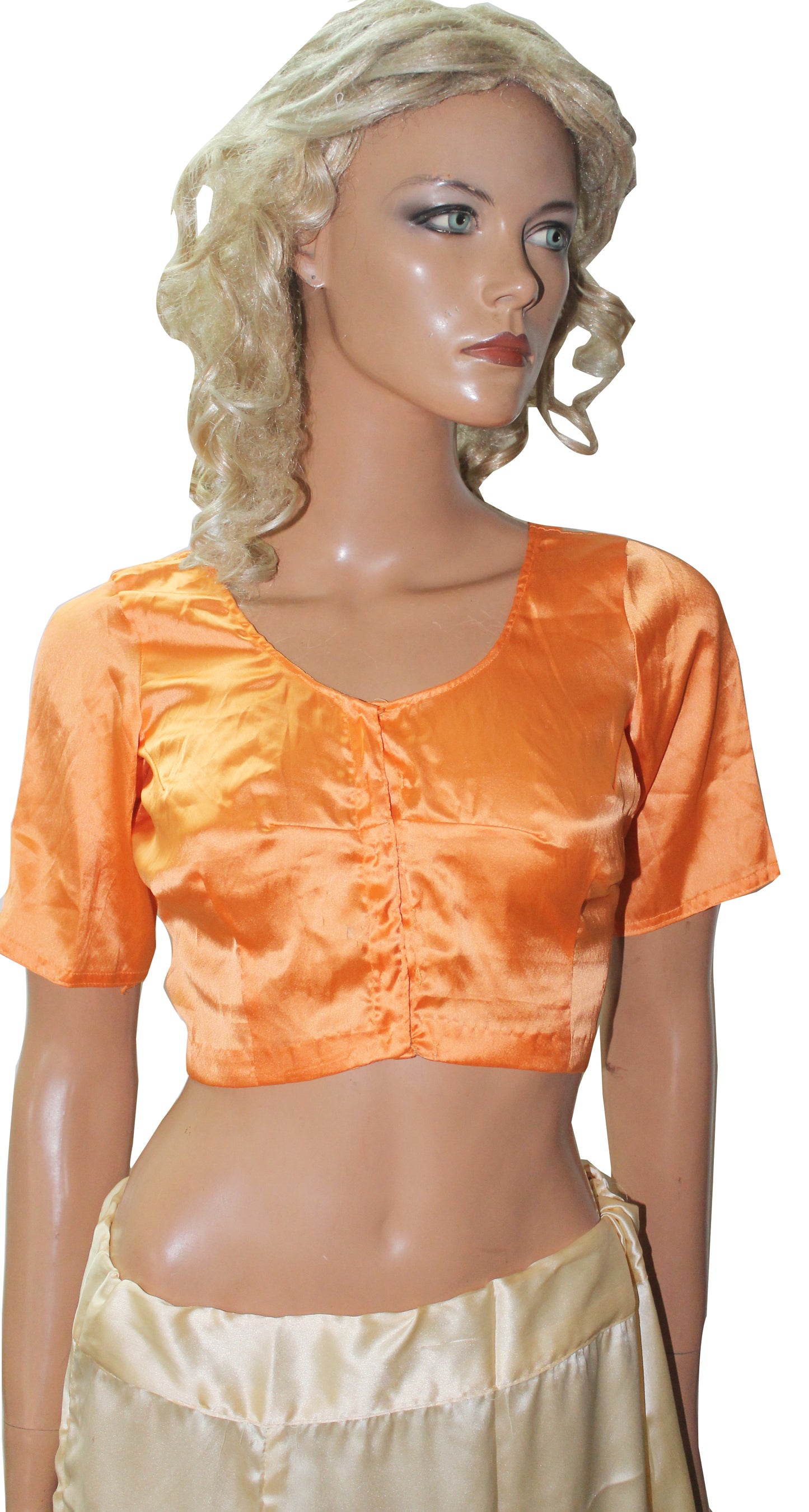 Tangerine  Designer Saree Choli Blouse Crop Top Chest Size 38