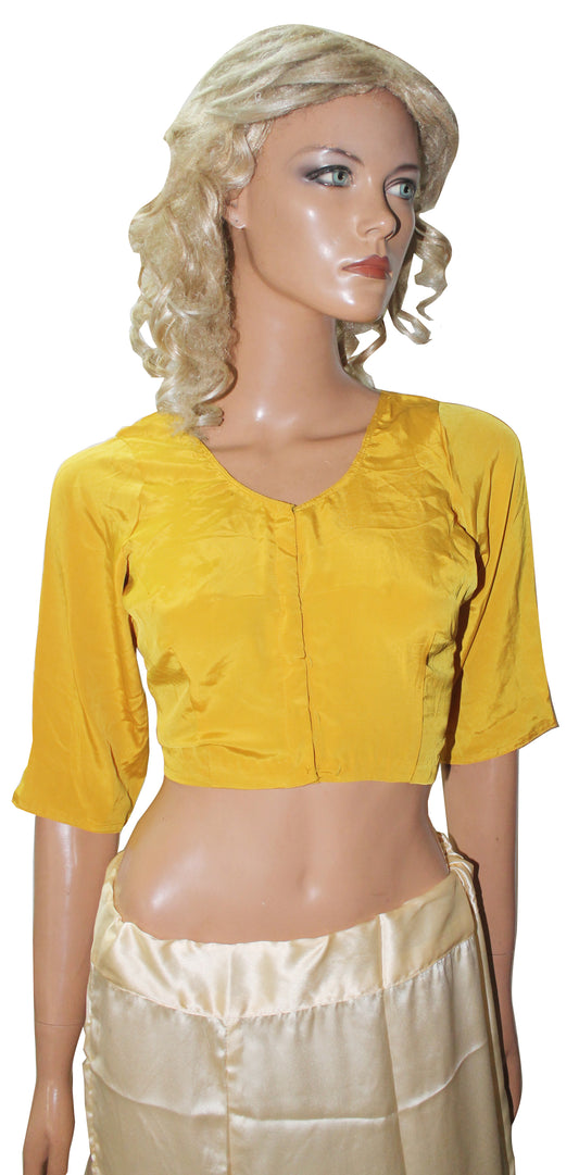 Turmeric Yellow  Designer Saree Choli Blouse Crop Top  Chest Size 38