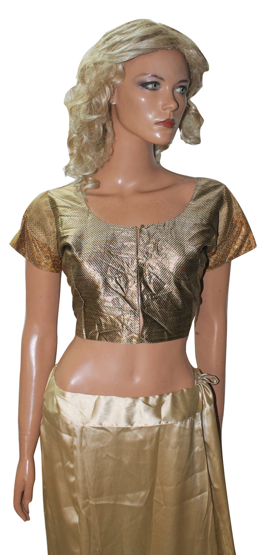 Brown Designer Saree Choli Blouse Crop Top  Chest Size 36