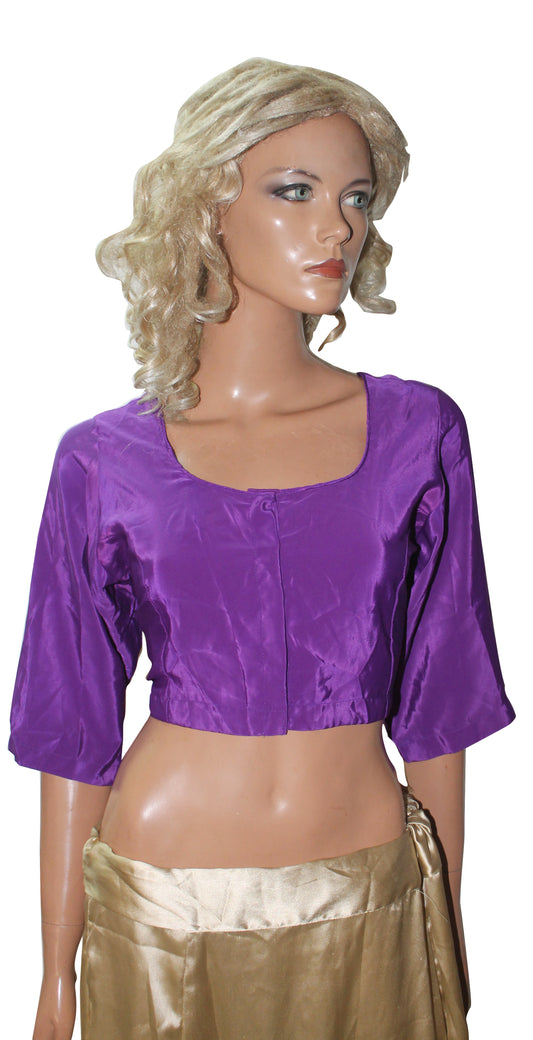 Purple Bollywood Designer Saree Indian Sari Choli Blouse Crop Top Chest 36,44