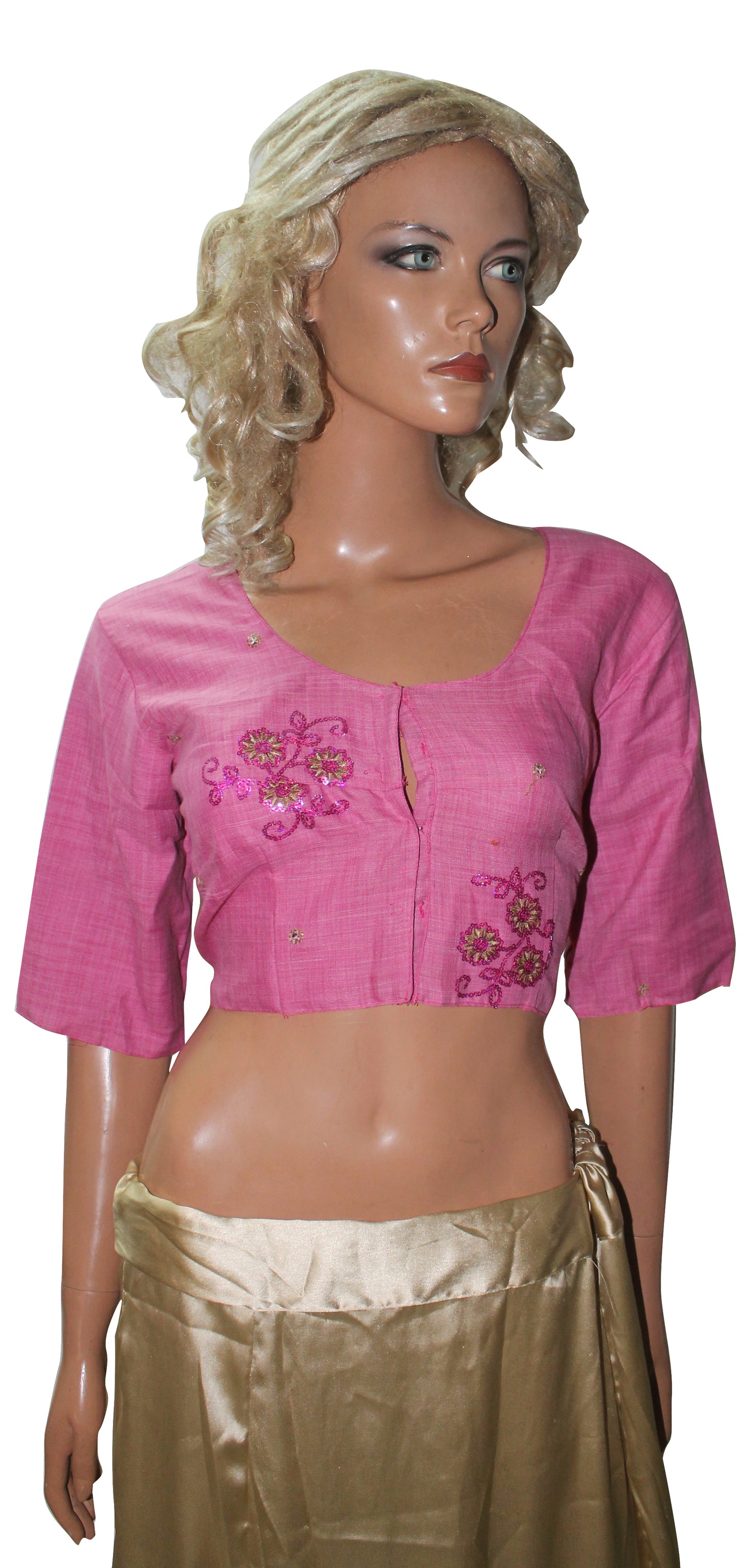 Pink  Bollywood Designer Saree Indian Sari Choli Blouse Crop Top Chest 40