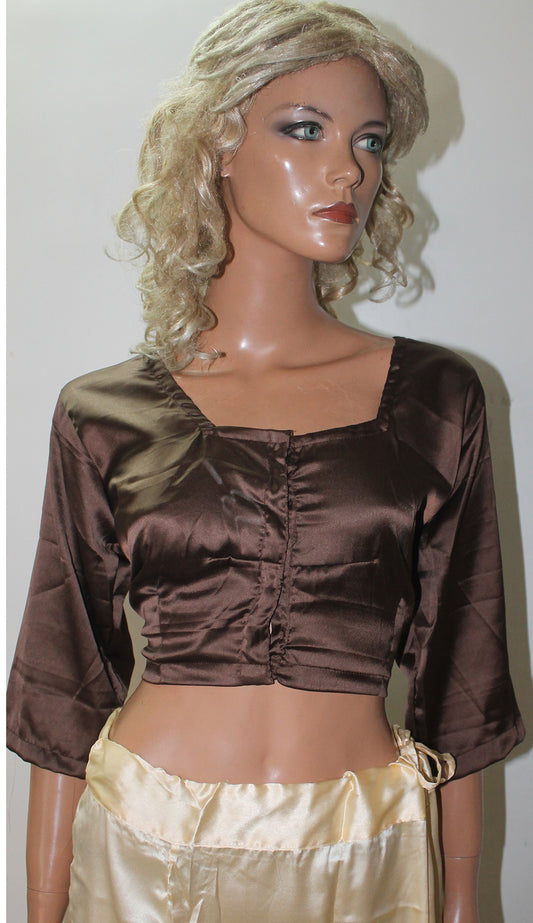 Brown Satin Saree Blouse Chest Size 40